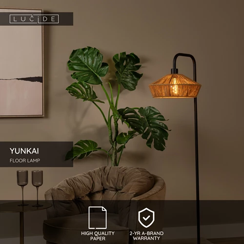 Lucide YUNKAI - Floor lamp - Ø 40 cm - 1xE27 - Natural - USP
